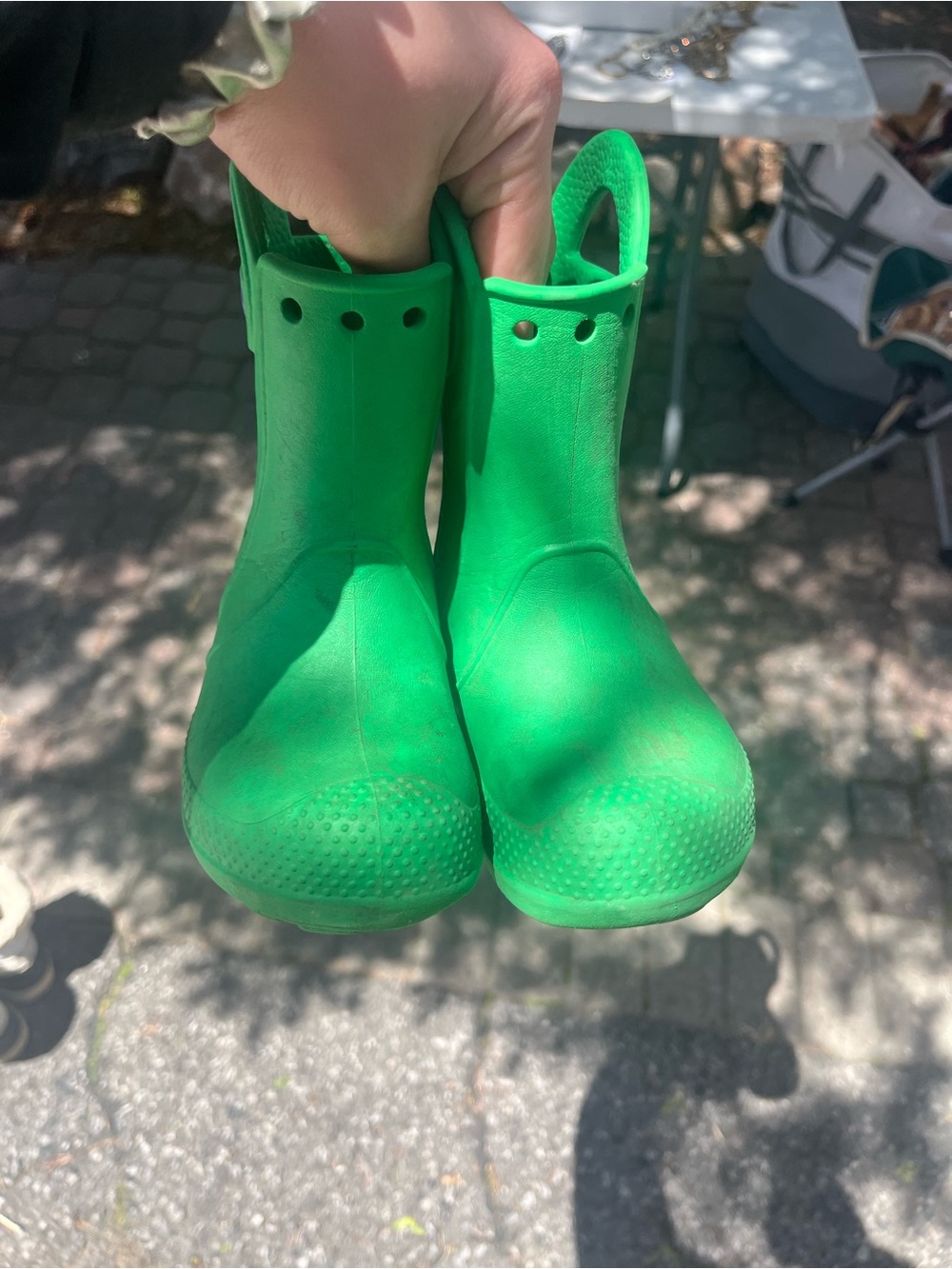 CROCS Kids Bright Green Rain Boots with Heel Loops